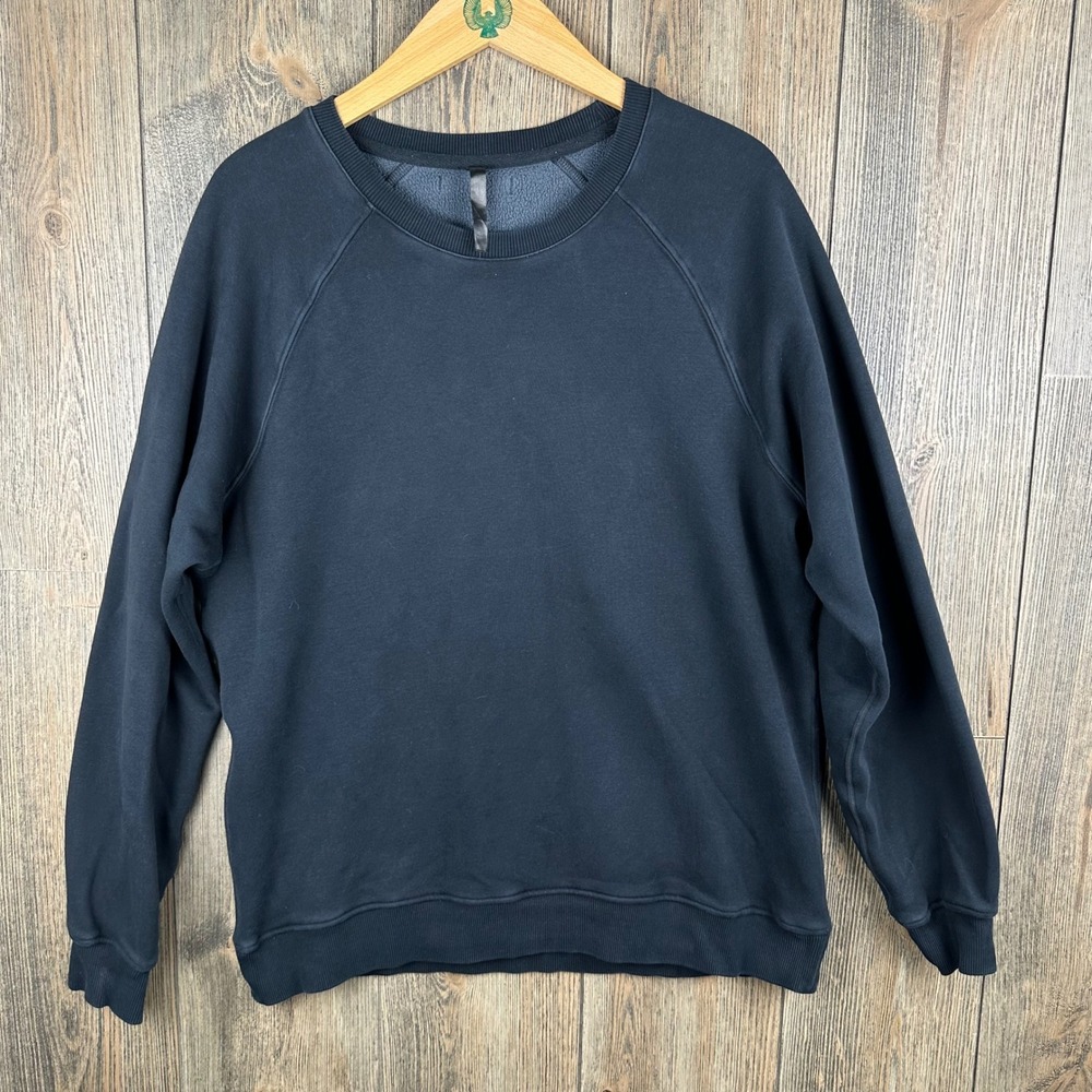 Fabletics Mens Black Raglan Sleeve Fleece Lined Crewneck Sweatshirt Medium